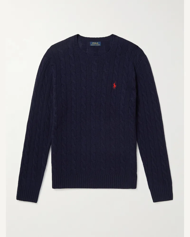 Ralph Lauren Pullover in misto lana e cashmere a trecce Blu