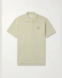 Kitsuné Polo in cotone piqué con logo applicato Verde