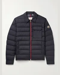 Moncler Piumino in shell trapuntato con logo applicato Fazzon Blu