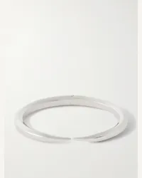 Saint Laurent Bracciale rigido in metallo argentato Argento