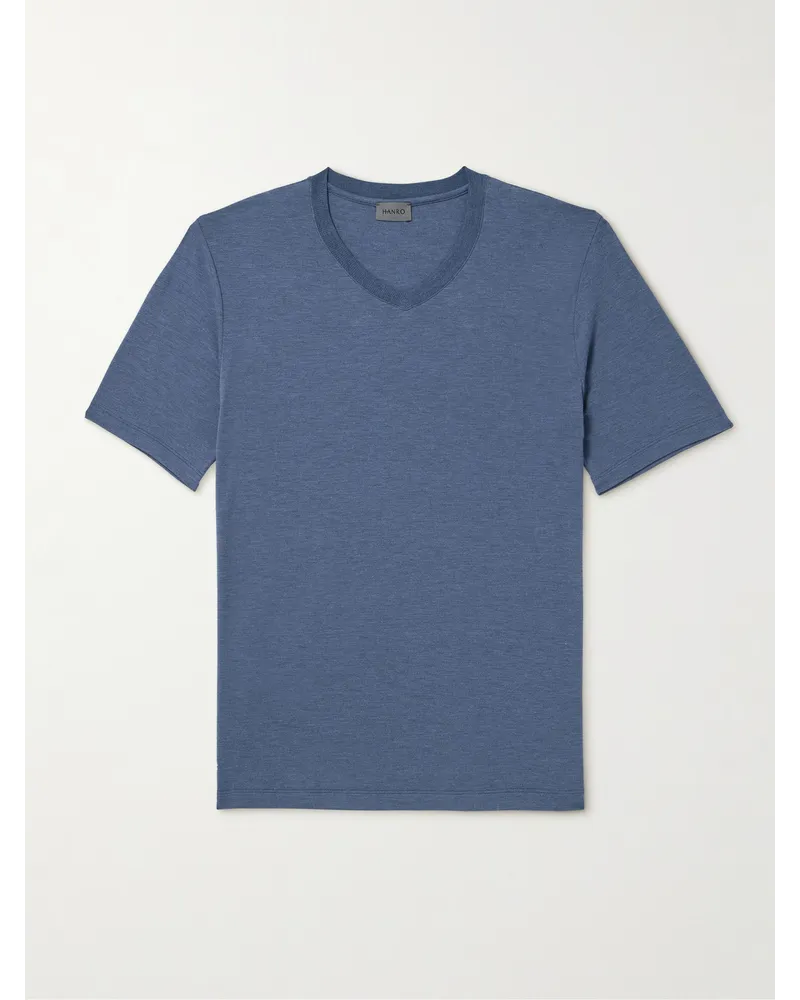 Hanro T-shirt in jersey stretch Blu