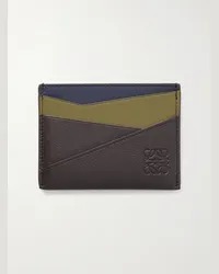 Loewe Portacarte in pelle con logo impresso Puzzle Verde