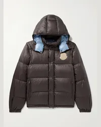 Moncler Piumino convertibile in shell trapuntato con cappuccio e logo applicato Cyclone Marrone