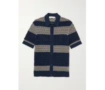 Camicia in misto cotone e lino crochet a righe Fabien