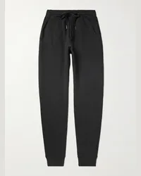 Tom Ford Pantaloni sportivi a gamba affusolata in jersey di cotone tinti in capo Nero