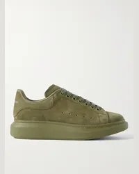 Alexander McQueen Sneakers in camoscio con suola oversize Verde