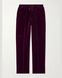 Tom Ford Pantaloni sportivi a gamba dritta in velour di misto cotone Viola