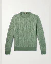 Herno Pullover in alpaca a spina di pesce Verde