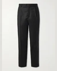 BARENA Pantaloni slim-fit in flanella di misto lana con pinces Nero