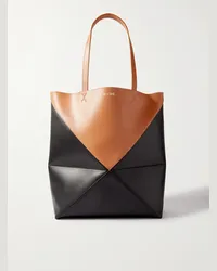 Loewe Tote bag grande in pelle bicolore Puzzle Nero