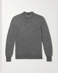 Loro Piana Pullover in misto cashmere e seta spazzolato Grigio