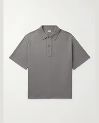 Loewe Polo in cotone piqué con logo ricamato Grigio