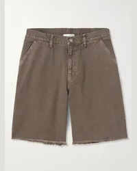 John Elliott + Co Shorts a gamba dritta in denim sfrangiato Cut-Off Marrone