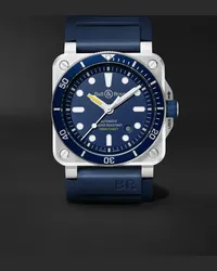 Bell & Ross Orologio automatico 42 mm in acciaio inossidabile con cinturino in caucciù BR 03-92 Diver Blue, N. rif. BR0392-D-BU-ST/SRB Blu