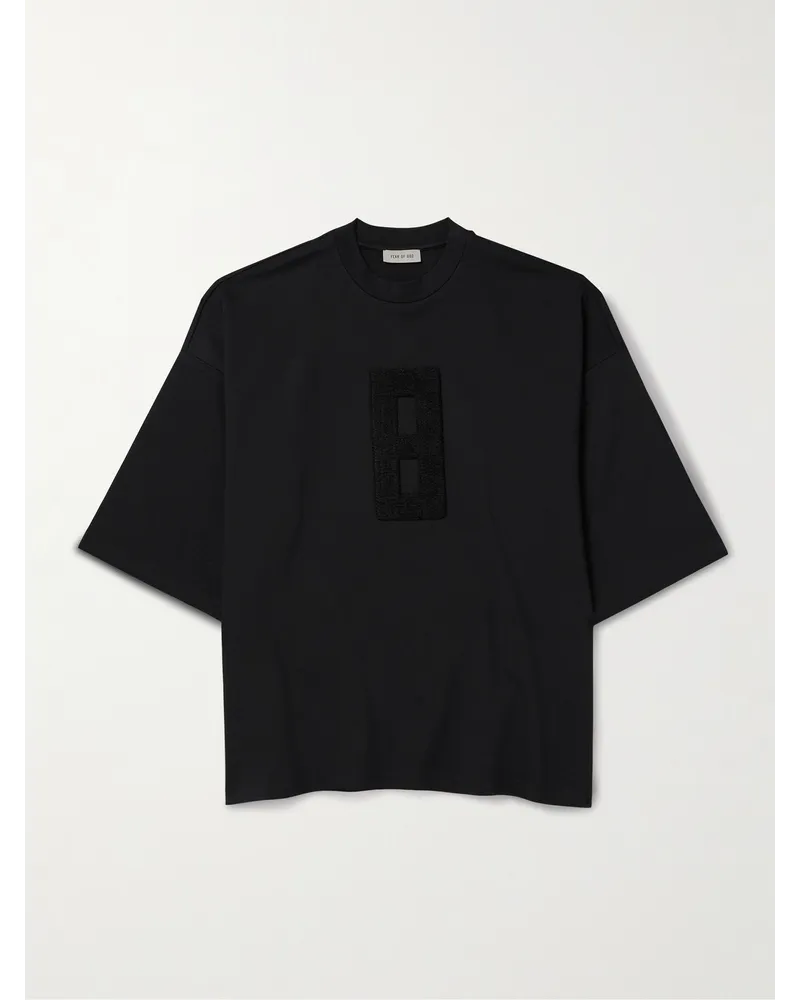 Fear of God T-shirt oversize in jersey con finiture in bouclé Nero