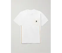 Carhartt WIP T-shirt in jersey di cotone con finiture in tela, logo applicato e zip