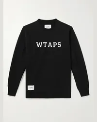 WTAPS Felpa in jersey di cotone con logo applicato Nero