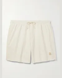 Brunello Cucinelli Shorts da mare medi a gamba dritta in shell Neutri