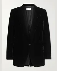 Saint Laurent Slim-Fit Metallic Velvet Blazer Nero