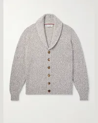 Brunello Cucinelli Cardigan in cashmere con collo a scialle Grigio