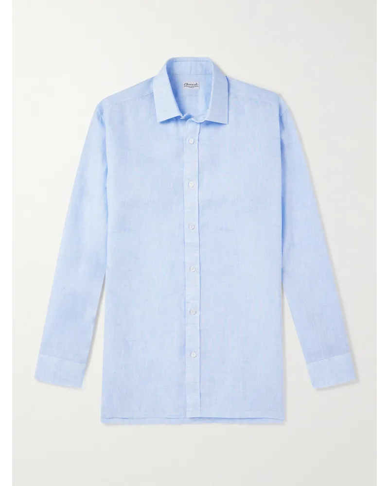 Charvet Camicia in lino Blu