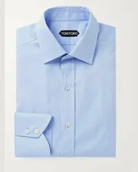 Tom Ford Camicia slim-fit in twill di cotone Blu