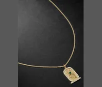 Collana in oro con pendente in diamanti e smeraldo