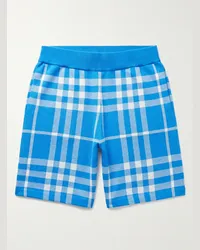 Burberry Shorts a gamba dritta in misto lana e seta a quadri Blu