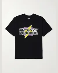 Neighborhood Super73 T-shirt in jersey di cotone con logo Nero