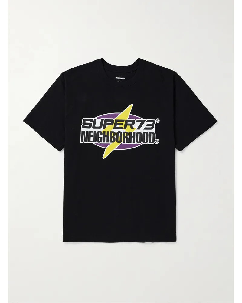 Neighborhood Super73 T-shirt in jersey di cotone con logo Nero