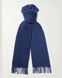 Loro Piana Sciarpa in cashmere con frange Blu