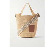 Paula’s Ibiza Tote bag mini in rafia con finiture in pelle Slit