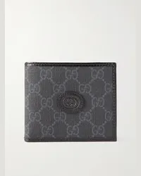 Gucci Leather-Trimmed Monogrammed Supreme Coated-Canvas Billfold Wallet Nero