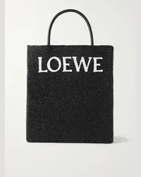 Loewe Tote bag in rafia con logo ricamato Standard A4 Nero