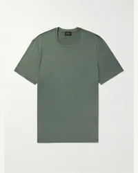 Brioni T-shirt slim-fit in misto seta e cotone Verde