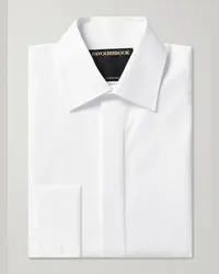 Favourbrook Camicia da smoking con pettorina in popeline di cotone Bianco