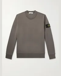 Stone Island Felpa in jersey di cotone tinta in capo con logo applicato Marrone