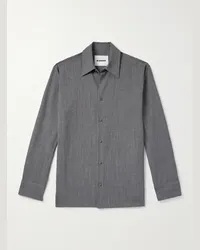 Jil Sander Overshirt in lana ripstop Grigio