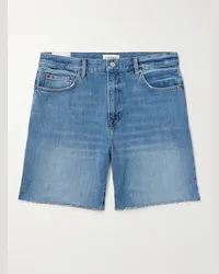 Frame Denim Shorts a gamba dritta in denim sfrangiato Blu