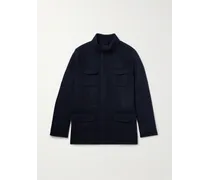 Thom Sweeney Car Coat in misto lana e cashmere Blu