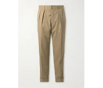 Pantaloni a gamba dritta in lana con cintura e pinces
