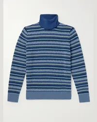 Loro Piana Pullover a collo alto in cashmere Fair Isle Blu