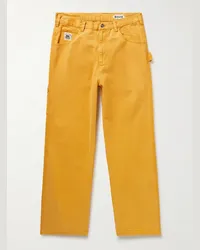 BODE Pantaloni a gamba dritta in twill di cotone Knolly Brook Giallo