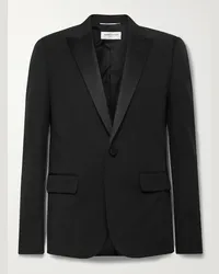 Saint Laurent Slim-Fit Satin-Trimmed Wool Blazer Nero