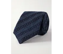 Cravatta in misto seta bouclé a righe, 8 cm