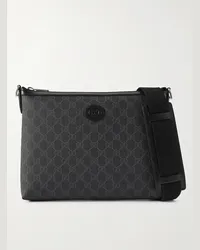 Gucci Borsa messenger in tela spalmata con finiture in pelle GG Rétro Nero