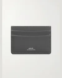 A.P.C. Portacarte in pelle con logo Andre Grigio