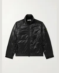 Stone Island Giacca in ripstop imbottito con logo applicato Nero