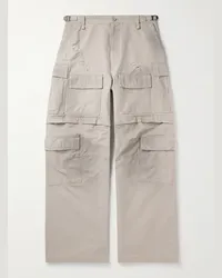 Balenciaga Pantaloni cargo convertibili in cotone ripstop effetto consumato Neutri