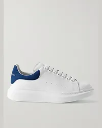 Alexander McQueen Sneakers in pelle con finiture in pelle scamosciata e suola spessa Bianco